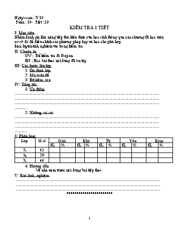 Giáo án Sinh học Lớp 7 - Tuần 10 - Năm học 2018-2019 - Trần Quốc Dũng