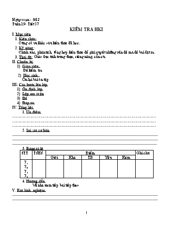 Giáo án Sinh học Lớp 7 - Tuần 19 - Năm học 2018-2019 - Trần Quốc Dũng