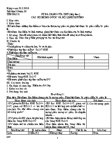 Giáo án Sinh học Lớp 7, Tuần 28 - Năm học 2016-2017 - Nguyễn Loan Anh