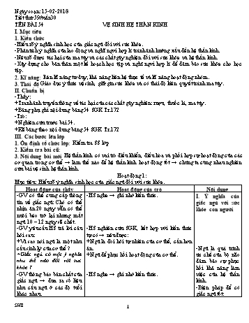 Giáo án Sinh học Lớp 8, Tuần 30 - Năm học 2016-2017 - Nguyễn Loan Anh