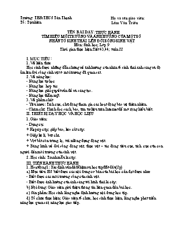 Giáo án Sinh học Lớp 9 - Tuần 22 - Lâm Văn Triều