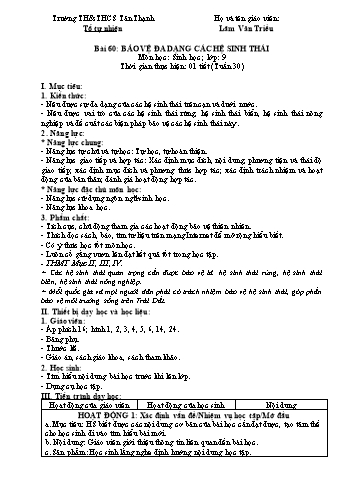 Giáo án Sinh học Lớp 9 - Tuần 30 - Năm học 2020-2021 - Lâm Văn Triều