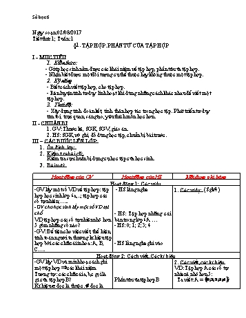 Giáo án Số học Lớp 6 - Tuần 1 - Năm học 2017-2018 - Nguyễn Loan Anh