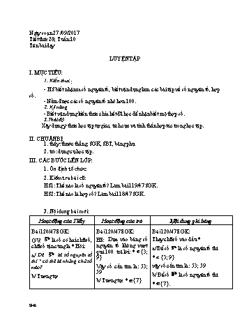 Giáo án Số học Lớp 6 - Tuần 10 - Năm học 2017-2018 - Nguyễn Loan Anh