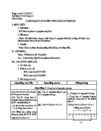 Giáo án Số học Lớp 6 - Tuần 16 - Năm học 2017-2018 - Nguyễn Loan Anh