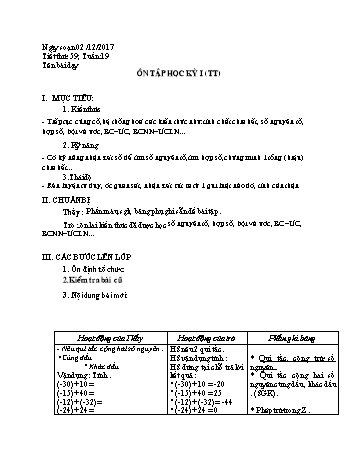 Giáo án Số học Lớp 6 - Tuần 19 - Năm học 2017-2018 - Nguyễn Loan Anh