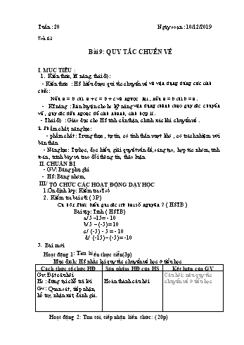 Giáo án Số học Lớp 6 - Tuần 20 - Năm học 2019-2020 - Huỳnh Văn Giàu