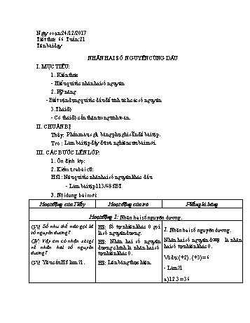 Giáo án Số học Lớp 6 - Tuần 21 - Năm học 2017-2018 - Nguyễn Loan Anh