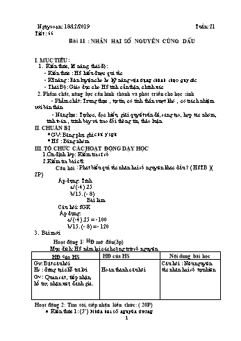 Giáo án Số học Lớp 6 - Tuần 21 - Năm học 2019-2020 - Huỳnh Văn Giàu