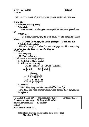 Giáo án Số học Lớp 6 - Tuần 30 - Năm học 2019-2020 - Huỳnh Văn Giàu