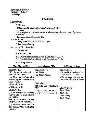 Giáo án Số học Lớp 6 - Tuần 9 - Năm học 2017-2018 - Nguyễn Loan Anh