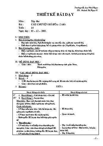 Giáo án Tập đọc Lớp 2 - Tuần 14 - Huỳnh Thị Ngọc Vi