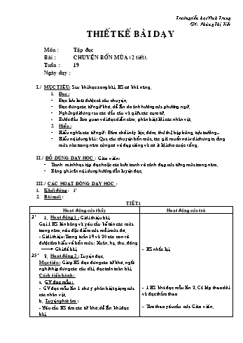 Giáo án Tập đọc Lớp 2 - Tuần 19 - Phùng Thị Tiết