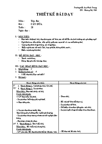 Giáo án Tập đọc Lớp 2 - Tuần 28: Cây dừa - Phùng Thị Tiết