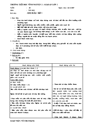 Giáo án Tập đọc Lớp 2 - Tuần 28 đến 30 - Võ Thị Thang