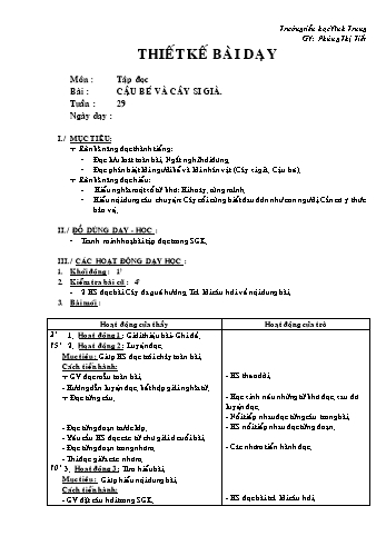 Giáo án Tập đọc Lớp 2 - Tuần 29 - Phùng Thị Tiết