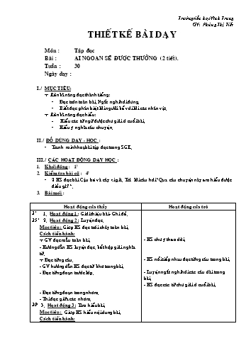 Giáo án Tập đọc Lớp 2 - Tuần 30 - Phùng Thị Tiết