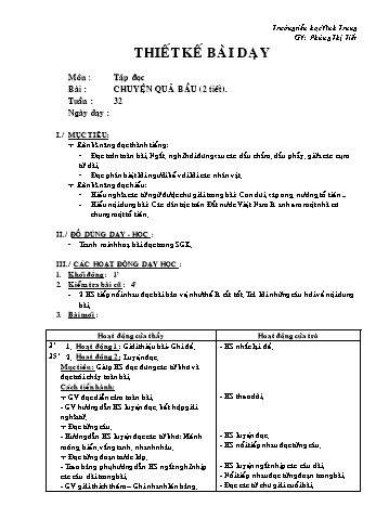 Giáo án Tập đọc Lớp 2 - Tuần 32 - Phùng Thị Tiết