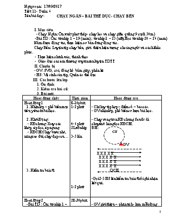 Giáo án Thể dục Lớp 9, Tuần 6 - Năm học 2016-2017 - Lữ Thu Xuyên