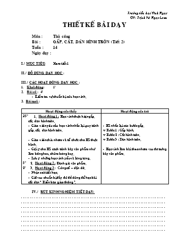 Giáo án Thủ công Lớp 2 - Tuần 14 - Trịnh Vũ Ngọc Loan