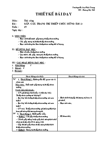 Giáo án Thủ công Lớp 2 - Tuần 19 - Phùng Thị Tiết