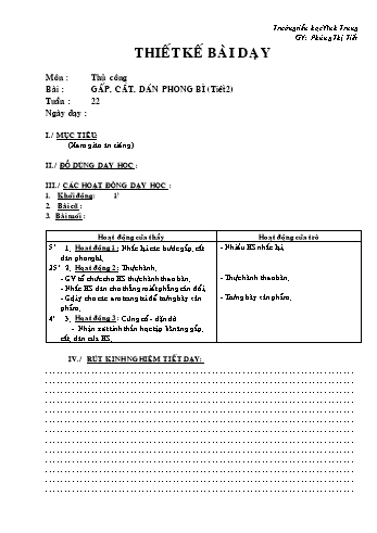 Giáo án Thủ công Lớp 2 - Tuần 22 - Phùng Thị Tiết