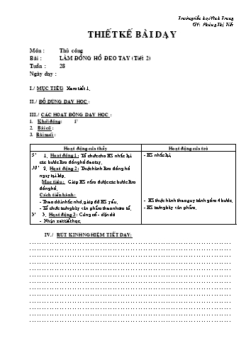 Giáo án Thủ công Lớp 2 - Tuần 28 - Phùng Thị Tiết