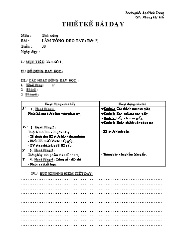 Giáo án Thủ công Lớp 2 - Tuần 30 - Phùng Thị Tiết