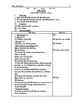 Giáo án Thủ công Lớp 2 - Tuần 32 - Đoàn Nam Giang