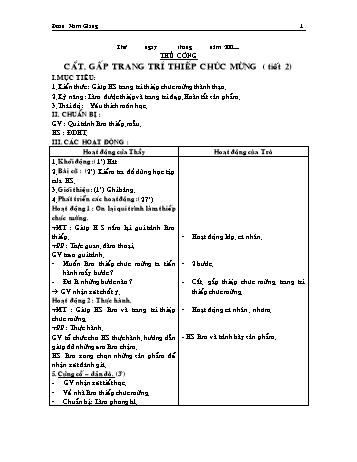 Giáo án Thủ công Lớp 2 - Tuần 33 - Đoàn Nam Giang