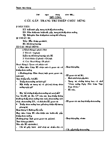 Giáo án Thủ công Lớp 2 - Tuần 34 - Đoàn Nam Giang