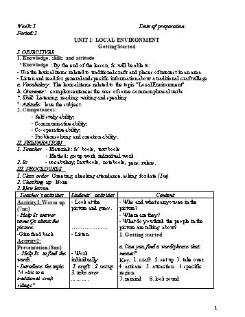 Giáo án Tiếng Anh 9 - Tuần 1+2+3 - Năm học 2019-2020 - Huỳnh Văn Hưởng