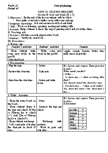 Giáo án Tiếng Anh Lớp 6 - Tuần 23 - Năm học 2019-2020 - Lê Tấn Phong