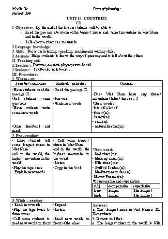 Giáo án Tiếng Anh Lớp 6 - Tuần 34 - Năm học 2019-2020 - Lê Tấn Phong