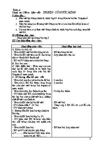 Giáo án Tiếng Việt 4 - Chính tả: Nhớ viết Truyện cổ nước mình