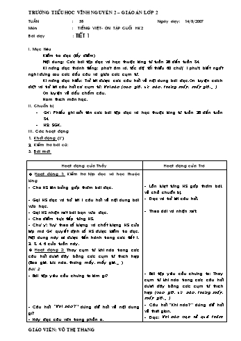 Giáo án Tiếng Việt Lớp 2 - Tuần 35 - Võ Thị Thang