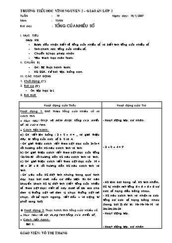 Giáo án Toán Lớp 2 - Tuần 19 - Võ Thị Thang