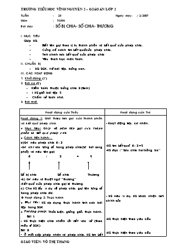 Giáo án Toán Lớp 2 - Tuần 23 - Võ Thị Thang