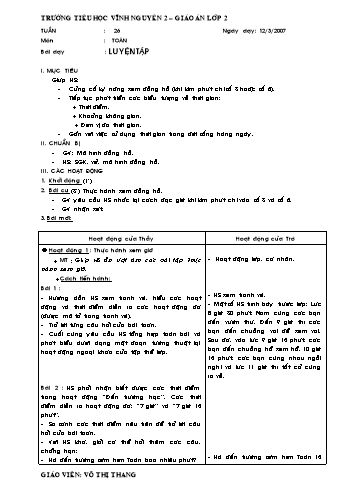 Giáo án Toán Lớp 2 - Tuần 26 - Võ Thị Thang