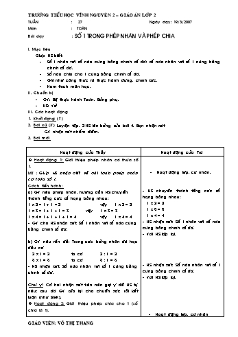 Giáo án Toán Lớp 2 - Tuần 27 - Võ Thị Thang