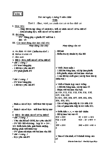 Giáo án Toán Lớp 3 - Tuần 1 - Kim Thị Ngọc Diệp