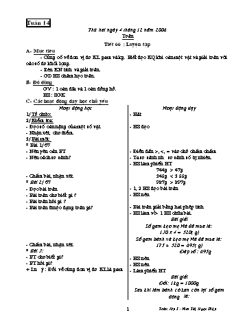 Giáo án Toán Lớp 3 - Tuần 14