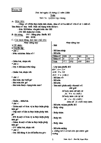 Giáo án Toán Lớp 3 - Tuần 16