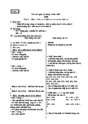 Giáo án Toán Lớp 3 - Tuần 1
