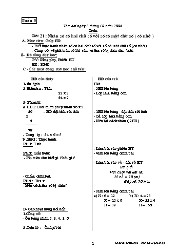 Giáo án Toán Lớp 3 - Tuần 5