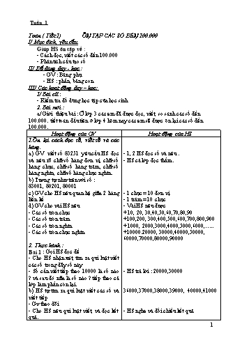 Giáo án Toán Lớp 4 - Tiết 1 đến 5: Ôn tập các số đến 100.000