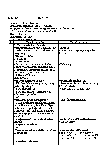 Giáo án Toán Lớp 4 - Tiết 36: Luyện tập (Tiết 3)