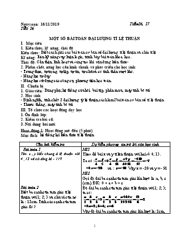 Giáo án Toán Lớp 7 Tự chọn - Tuần 16+17 - Năm học 2019-2020 - Huỳnh Văn Giàu