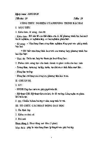 Giáo án Toán Lớp 9 Tự chọn nâng cao - Tuần 29 - Năm học 2019-2020 - Huỳnh Văn Giàu