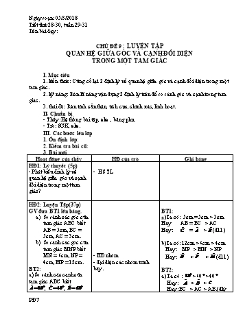 Giáo án Toán phụ đạo Lớp 7 - Tuần 29+30+31 - Năm học 2017-2018 - Nguyễn Loan Anh